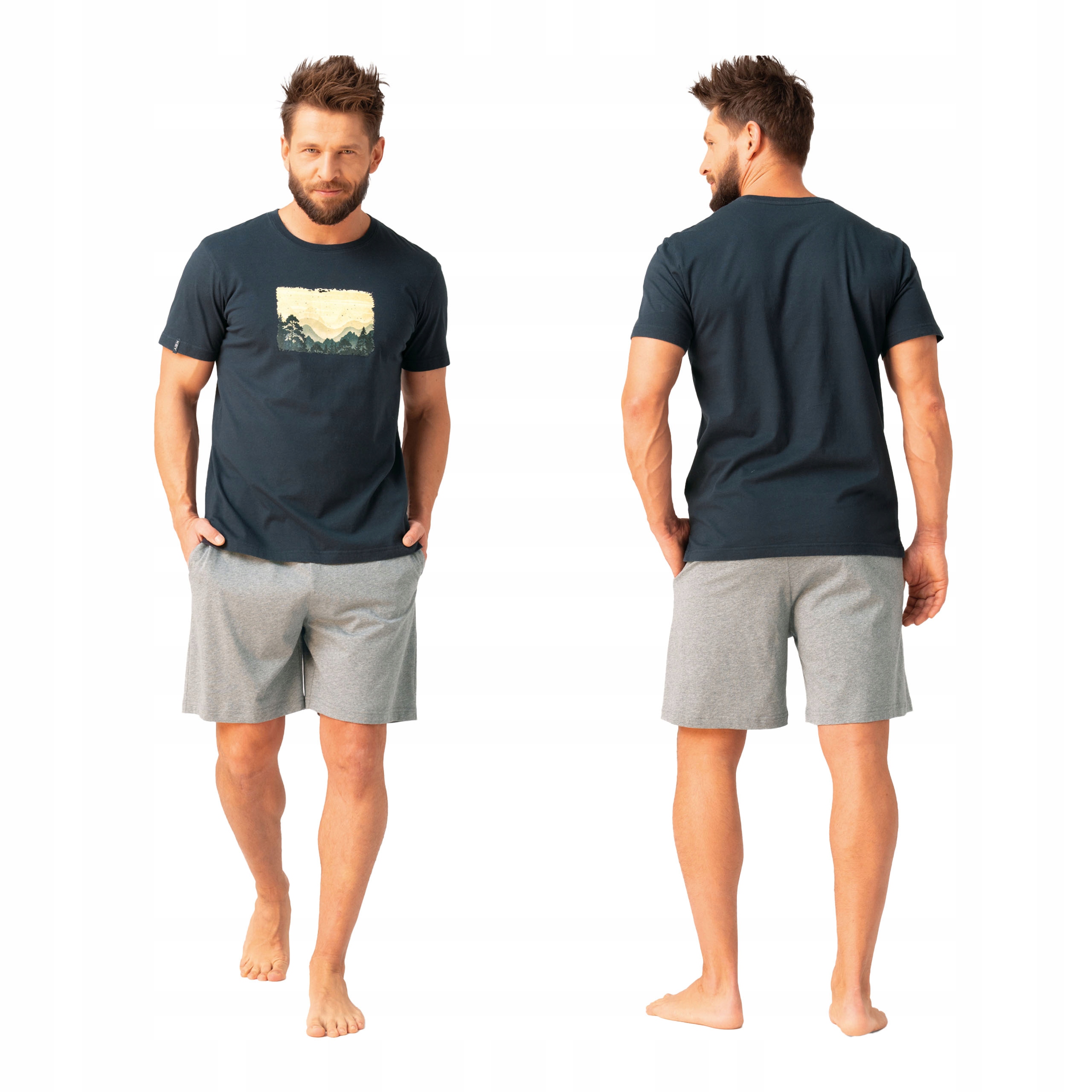 Pánské bavlněné krátké pyžamo s krátkým rukávem, velikost L, krátké kraťasy Key