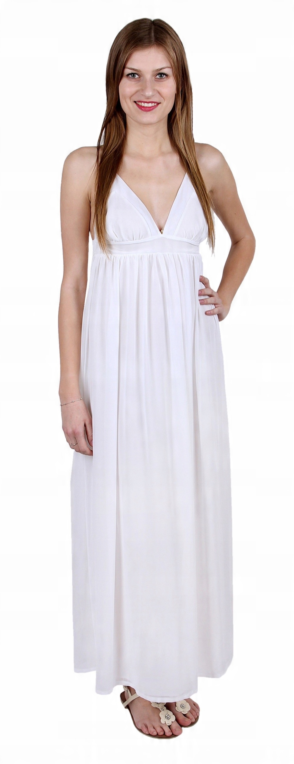 

Elegancka, biała maxi szyfon John Zack Xs