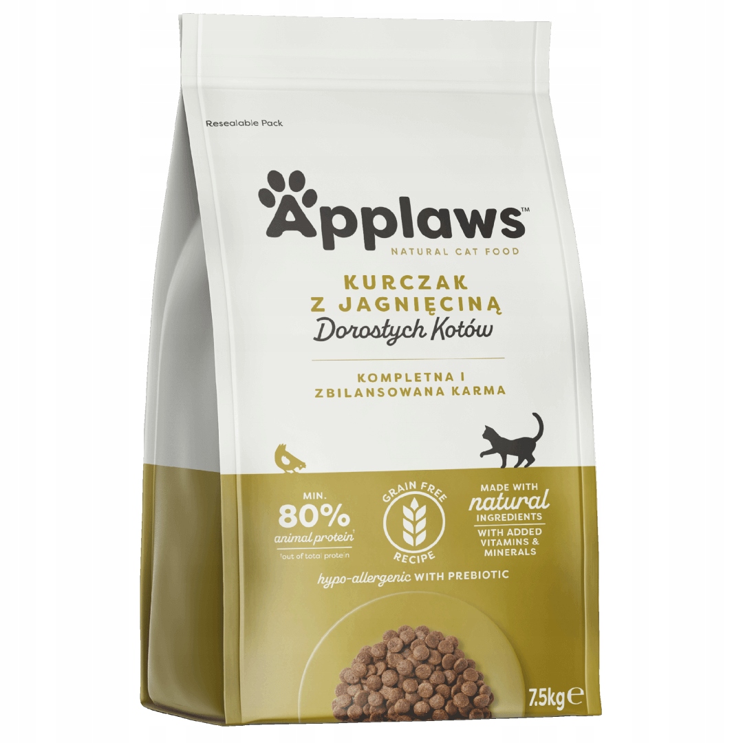 Levně Applaws Cat 7,5 kg Bezobilné suché Krmivo Pro Kočky s kuřecím a jehněčím masem