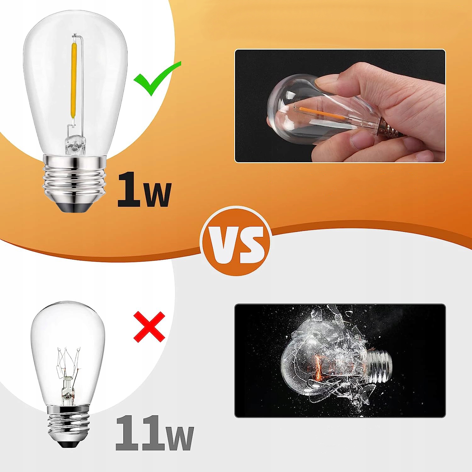 GIRLANDA OGRODOWA ŚWIETLNA 20M lampki led zewnętrzne + 20x ŻARÓWKA LED E27 Marka inna