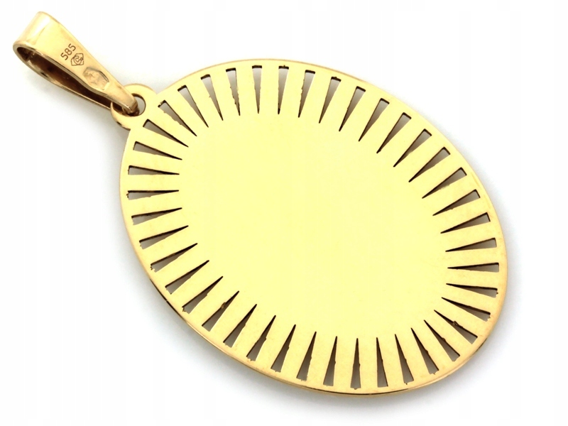 Zlatý přívěsek 585 medailonek oválný Matka Boží bez kamenů 1.93 g klasický