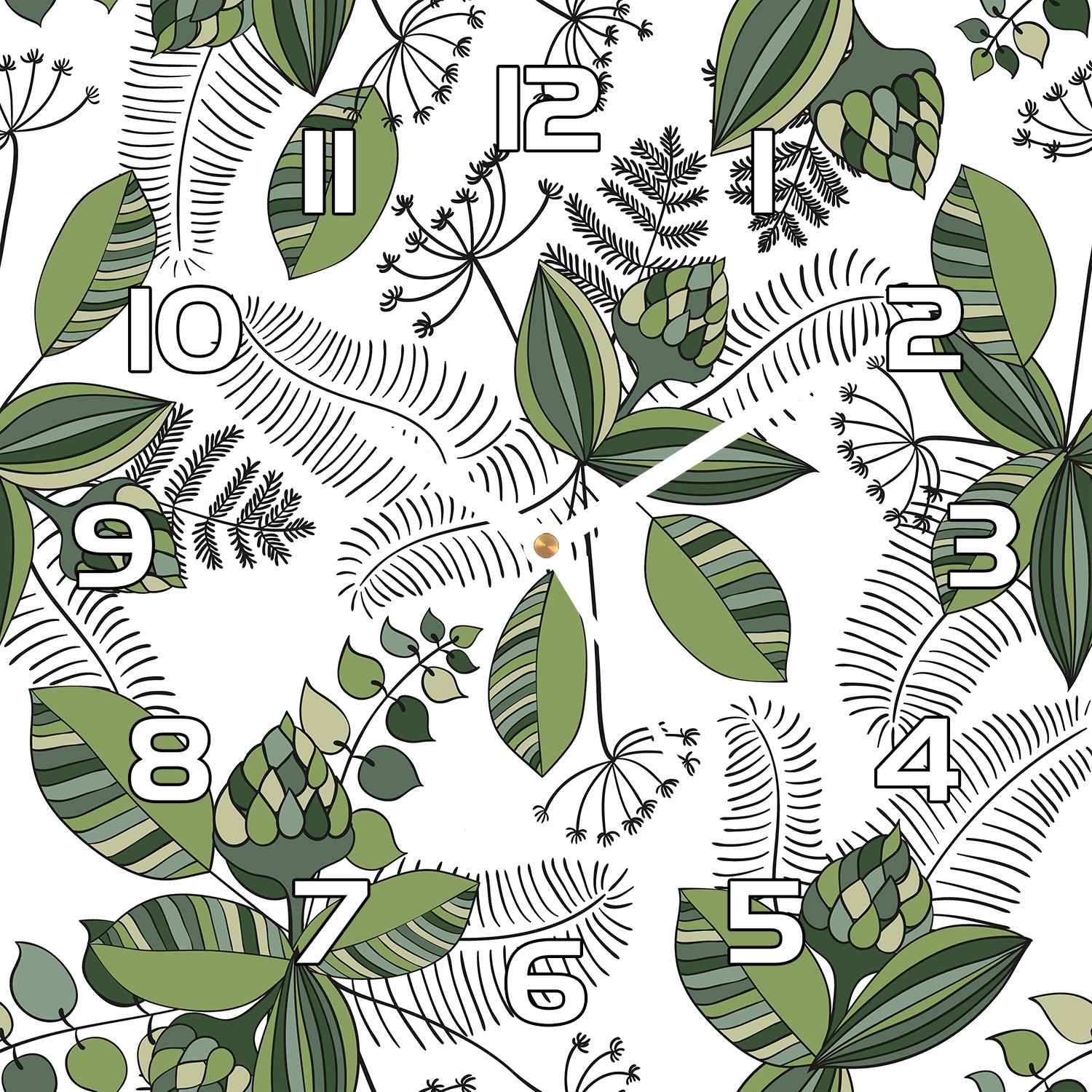 

Ścienny zegar na szkle Botaniczny wzór 30x30 cm