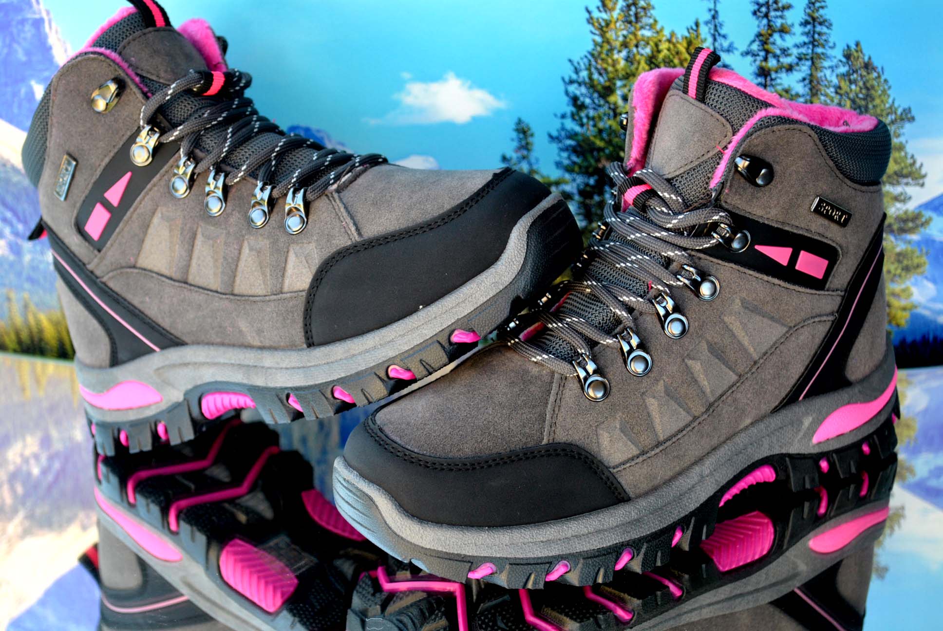 BUTY ZIMOWE OCIEPLANE TREKINGOWE GÓRSKIE TRAPERY ŚNIEGOWCE SPORT Model TRAPERKI MODNE BL