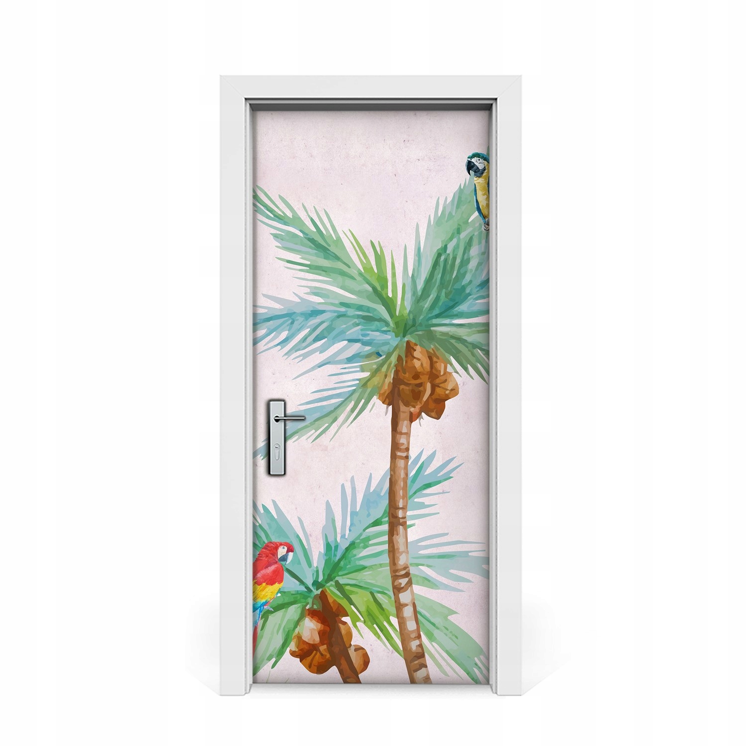 

Naklejka na drzwi okleina Palmy i papugi 85x205