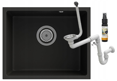 Jednokomorový granitový drez pod dosku, umývadlo Manado 50, sifón chróm