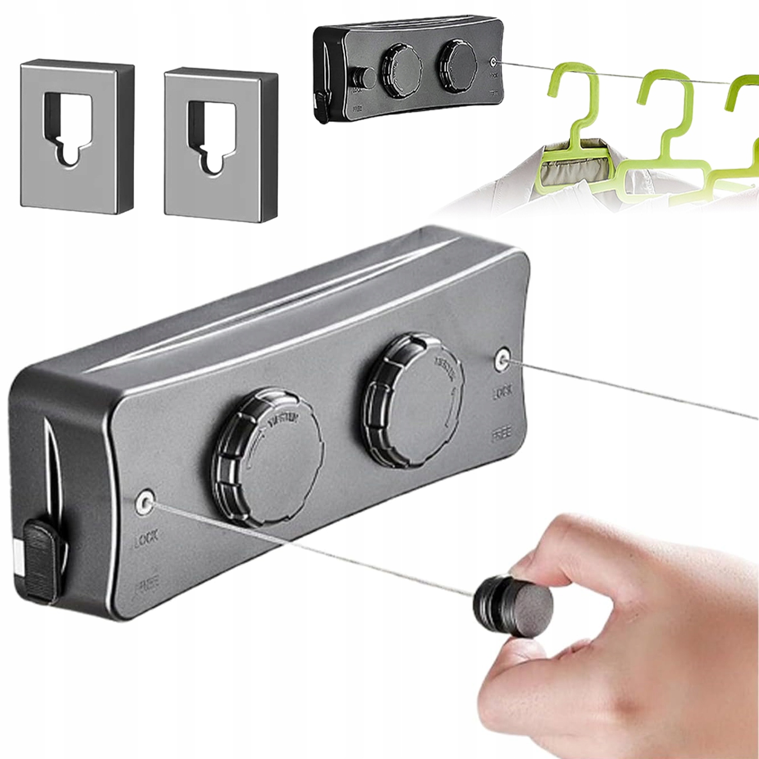 Levně Výsuvná Šňůra Na Sušení Prádla, Nástěnná Šňůra Na Sušení, 2×5,1 M