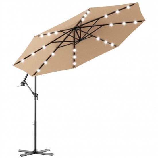 PARASOL OGRODOWY LED NA TARAS Z WYSIĘGNIKIEM 300cm