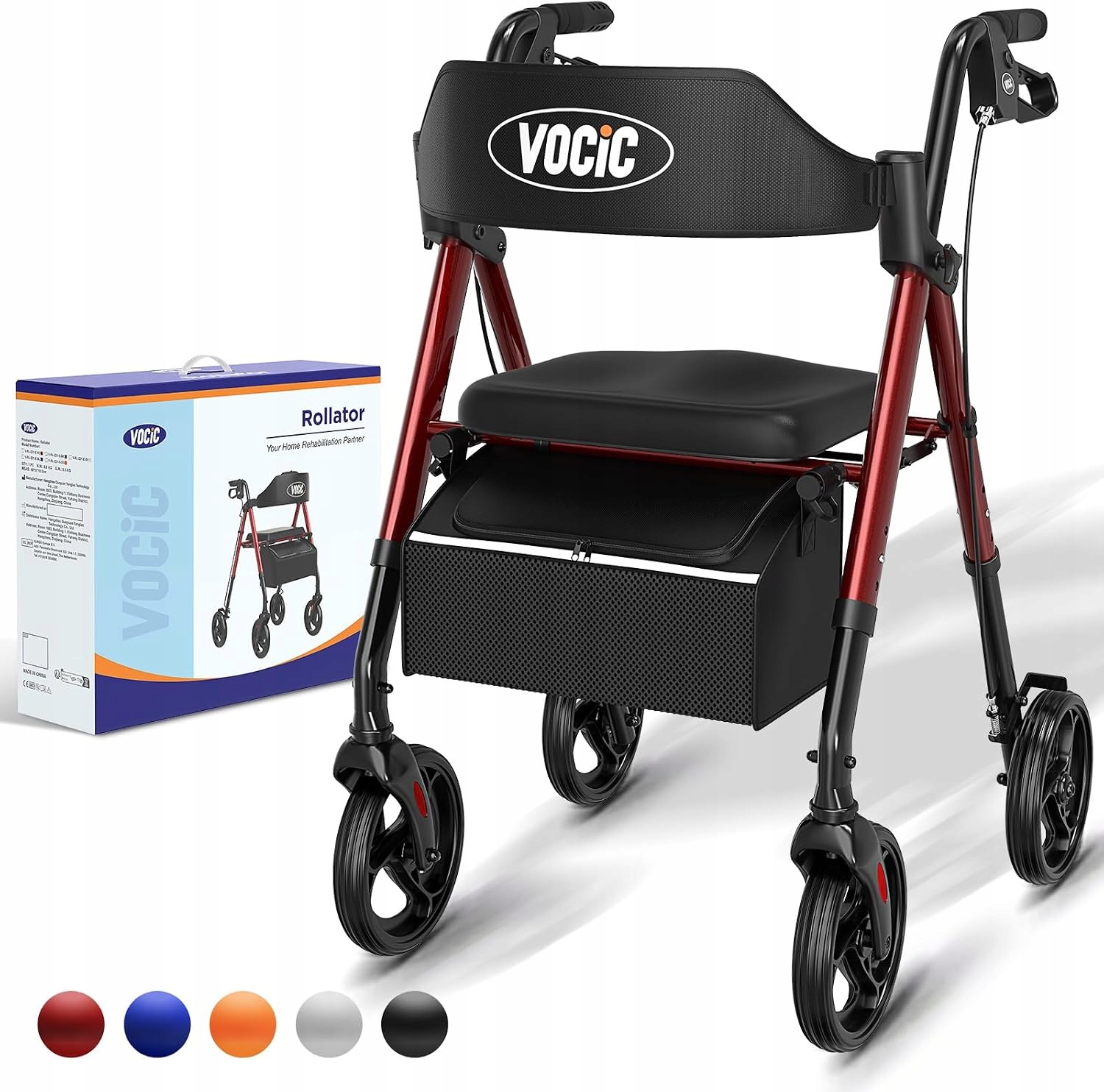 Chodzik rehabilitacyjny Vocic Z21 4-kołowy Składany Regulowany 150kg