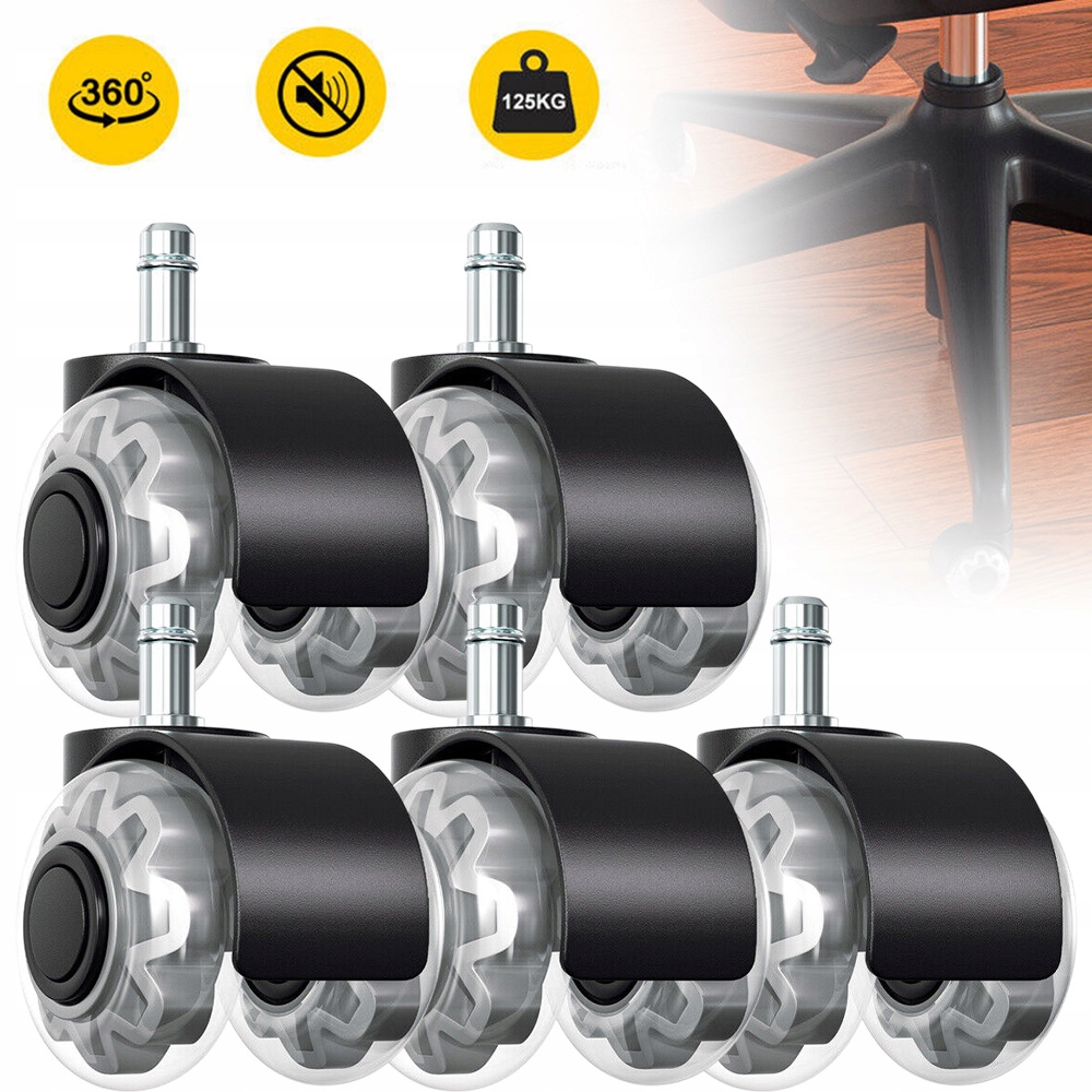 Kolečka Pro Kancelářskou Židli 5 Kusů Do 250 Kg 50 MM, Zástrčka 11X22 MM, Parkety Koberec