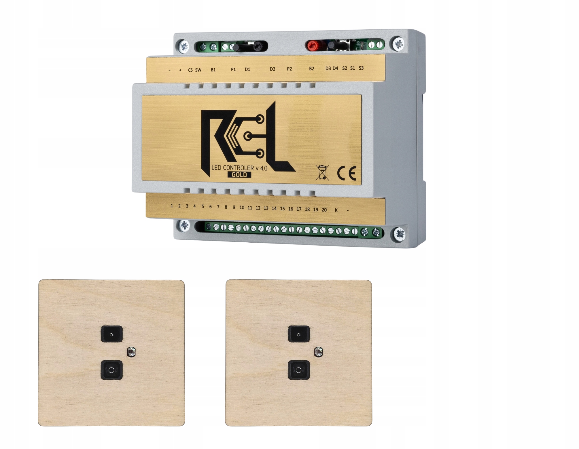 Schodiskový regulátor Rcl-led Gold, snímač vzdialenosti RG_1_WOOD_NATURAL