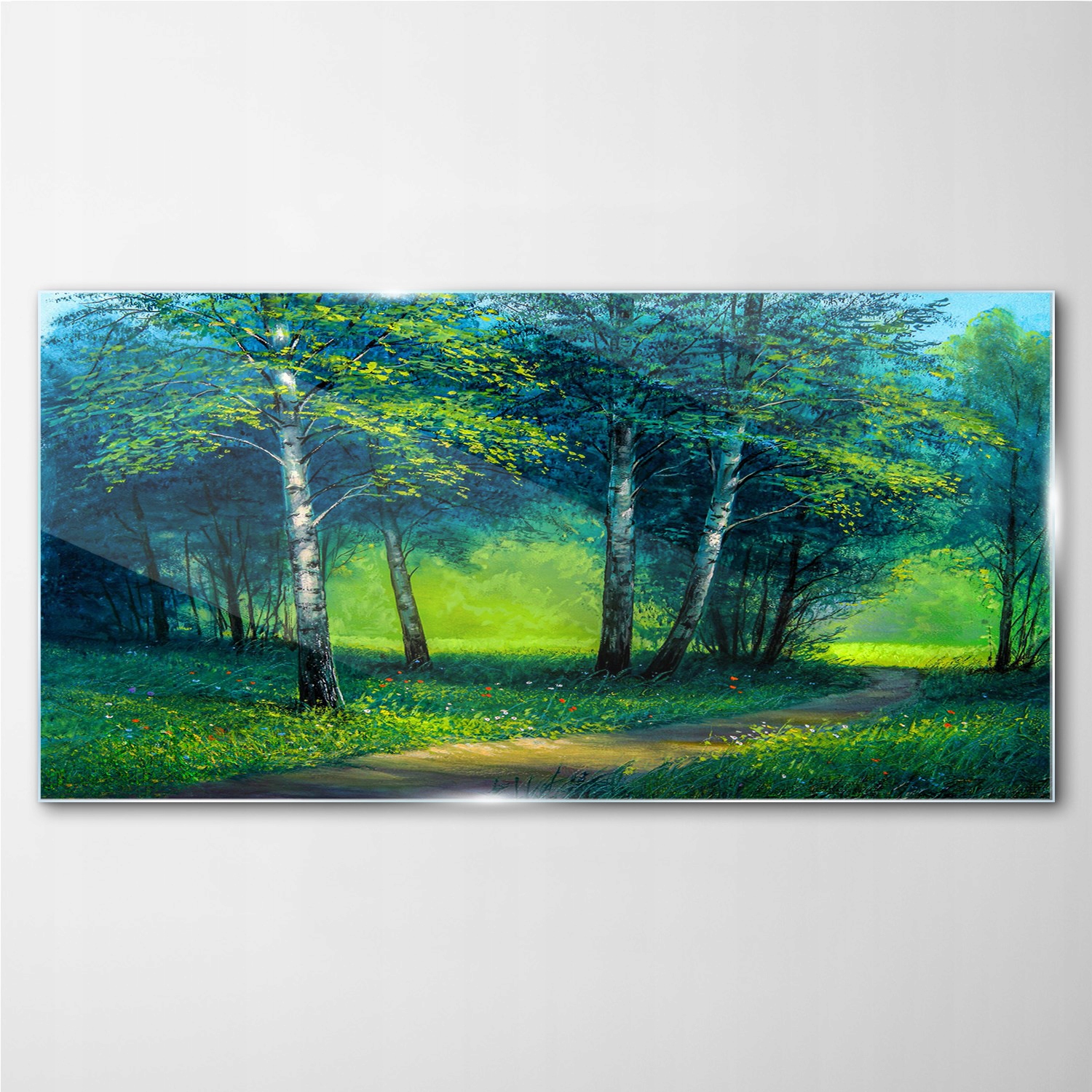 

Foto-obraz szklany Las ścieżka kwiaty 140x70 cm