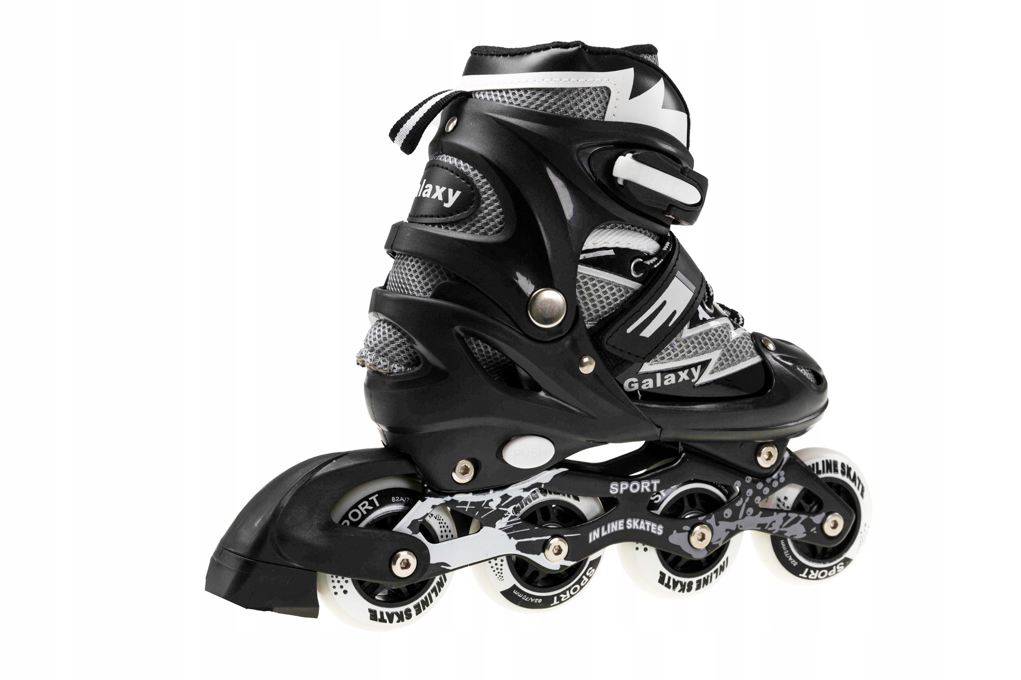 ŁYŻWOROLKI ROLKI REGULOWANE CZARNE 34-37 KÓŁKO LED Rozmiar 34-37