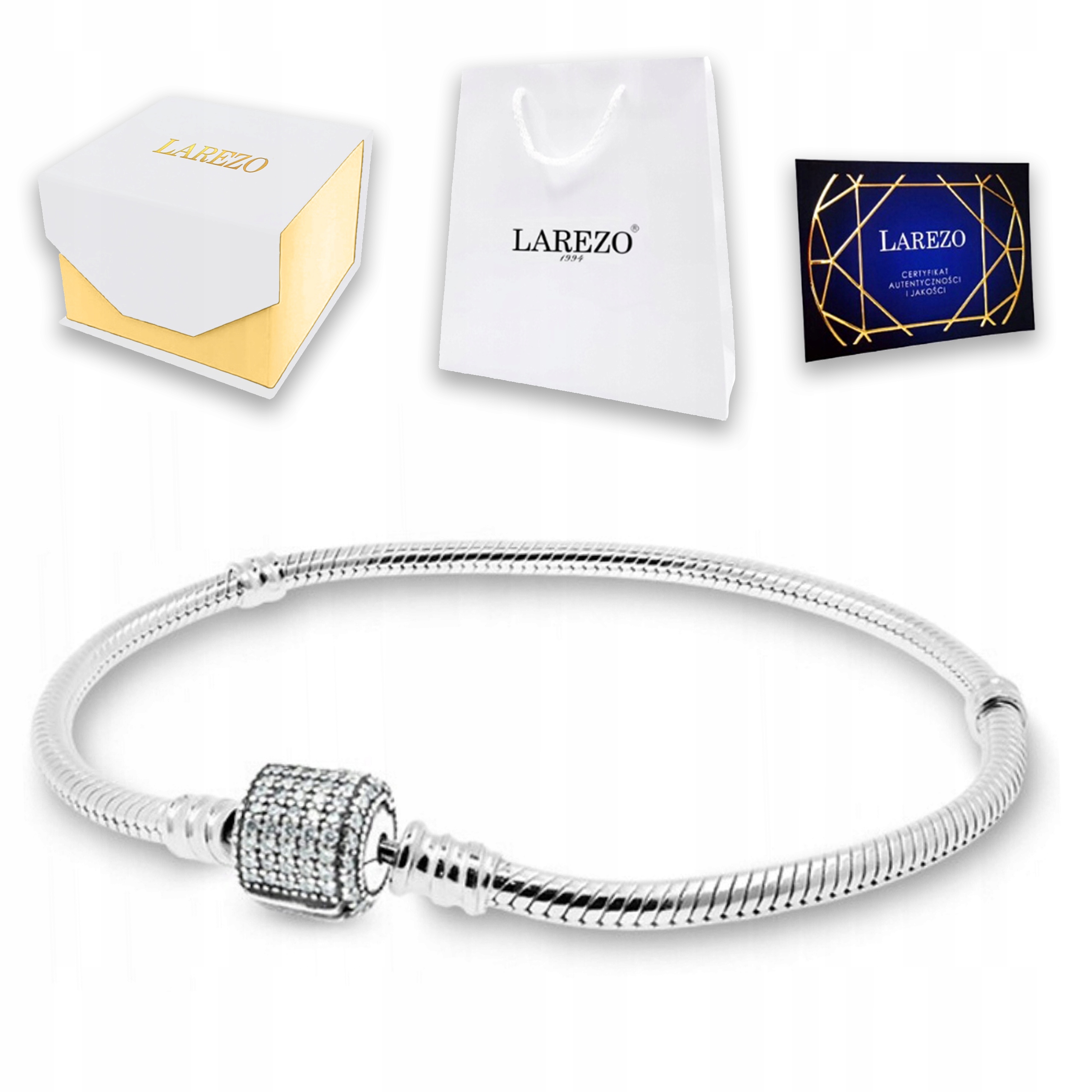 Stříbrný modulární náramek Zirkony Přívěsky Charms 20 cm Stříbro 925