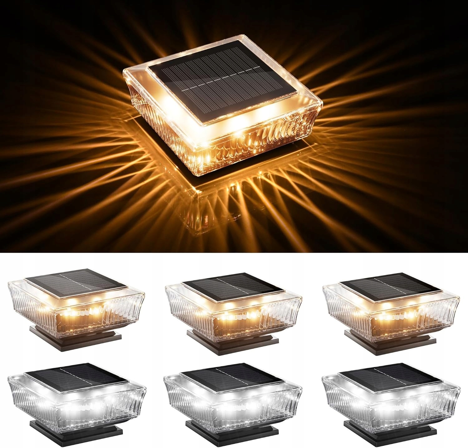 Sada 6 x Solárna lampa na plotový stĺpik s Led plotom 1500 mAh