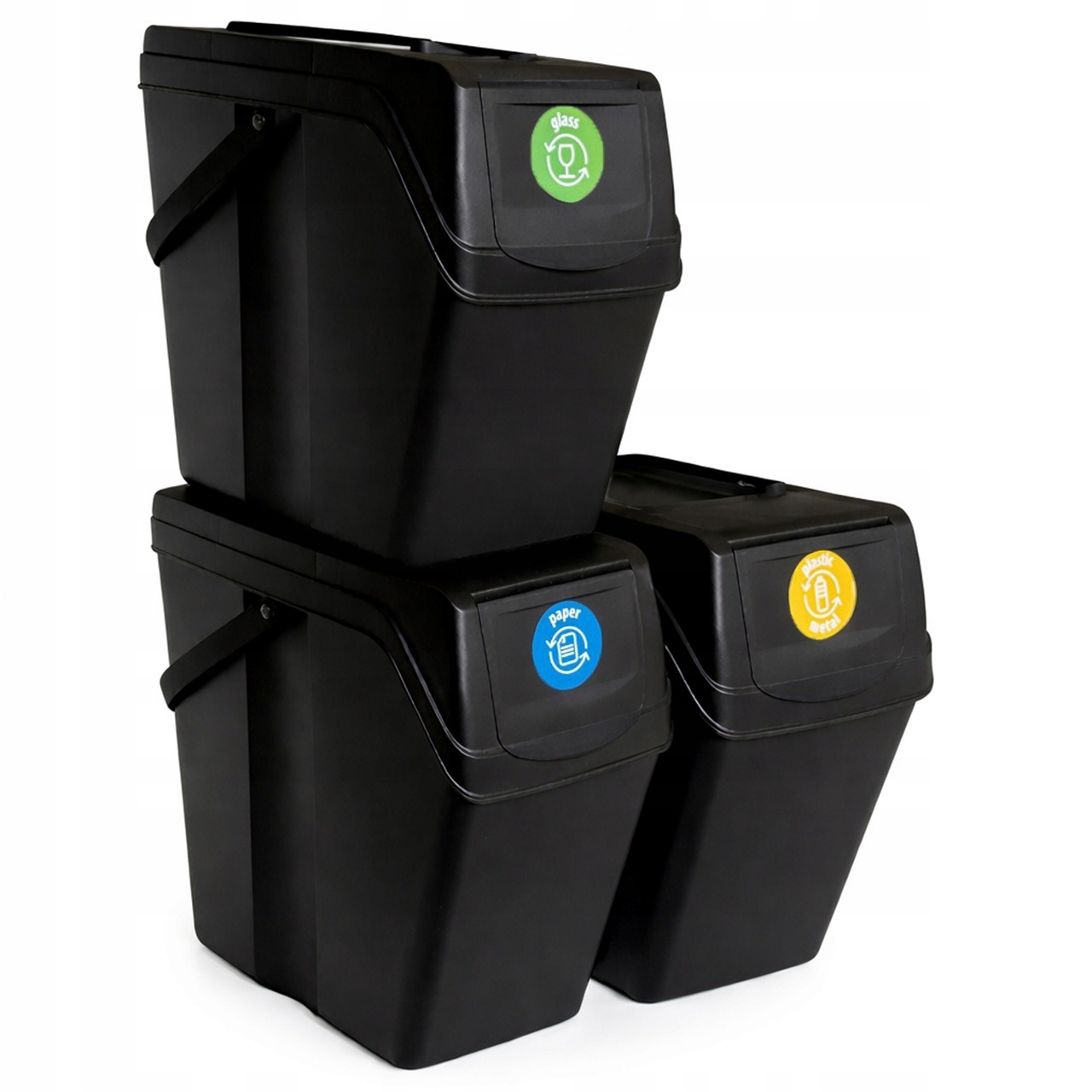 Levně Odpadkový Koš Nádoba 3x25 L Na Třídění Odpadu Papír Plast Sklo