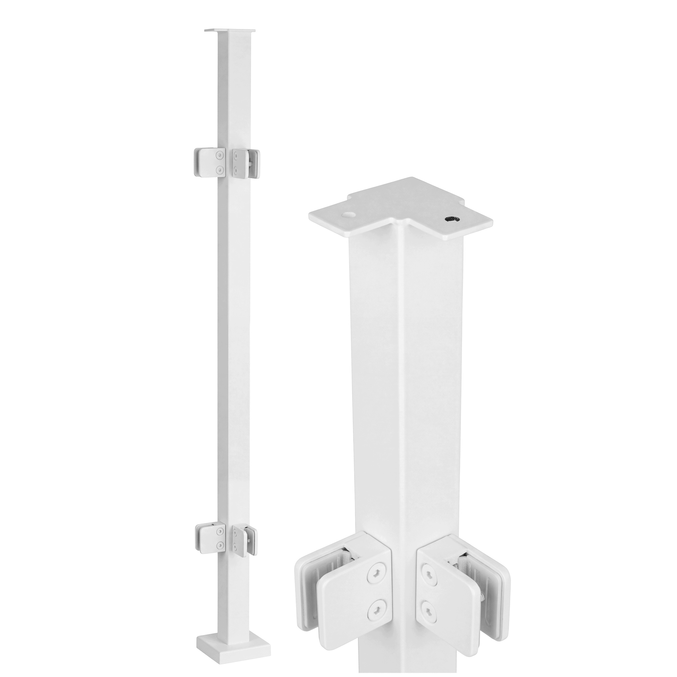 Rohový sloupek pro skleněné zábradlí 100 cm Sklo Bílý 40x40 mm Loft