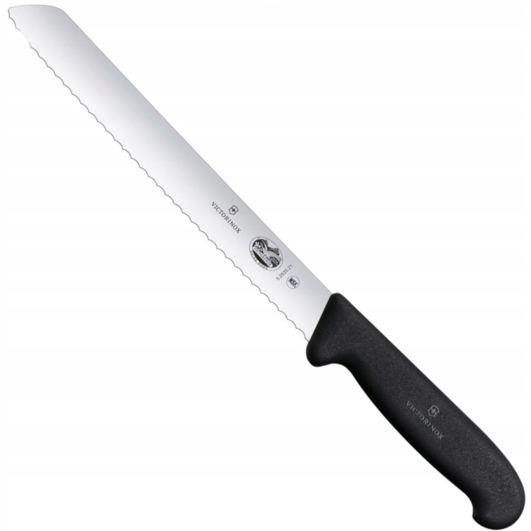 Nůž na chléb Victorinox s vroubkovaným hrotem Fibrox, délka 210/348 mm