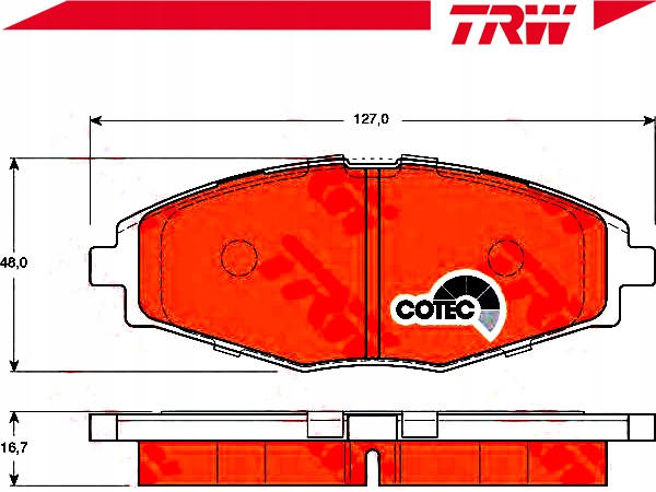 KLOCKI HAMULCOWE DAEWOO PRZÓD MATIZ TRW Producent części TRW