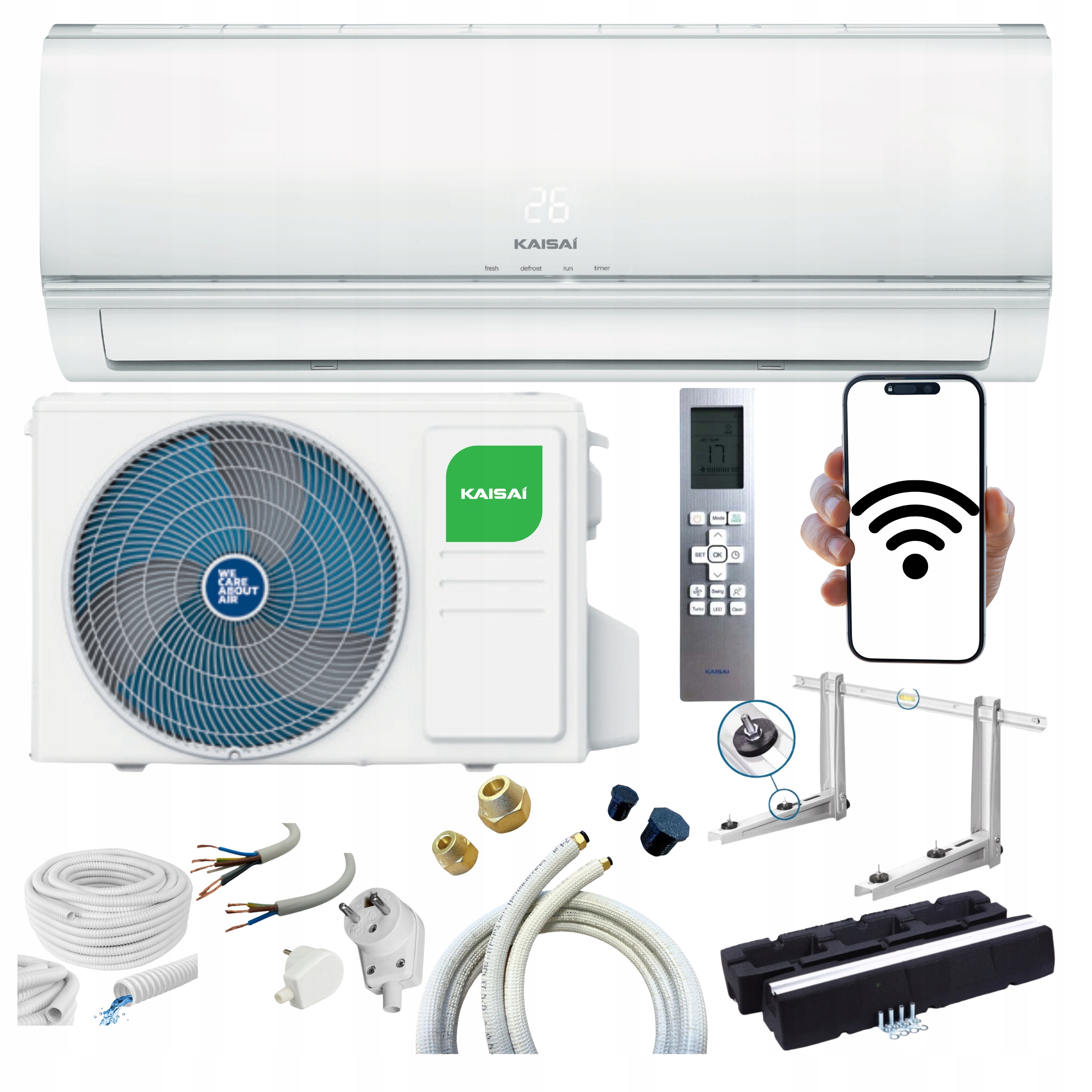 Nástěnná klimatizace Kaisai Eco 5,3 kW 50 m2 Wifi Topení Sada Pro Montáž