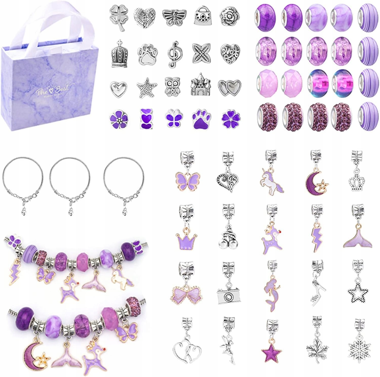 ZESTAW DO ROBIENIA BRANSOLETEK NASZYJNIKÓW PREZENT KREATYWNY KORALIKI DIY EAN (GTIN) 5905753750453