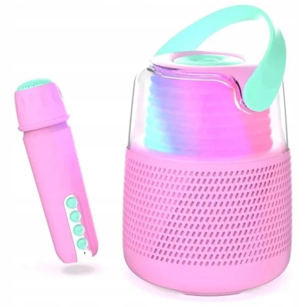 Bezdrátový přenosný karaoke set s Led podsvícením Mob, růžový