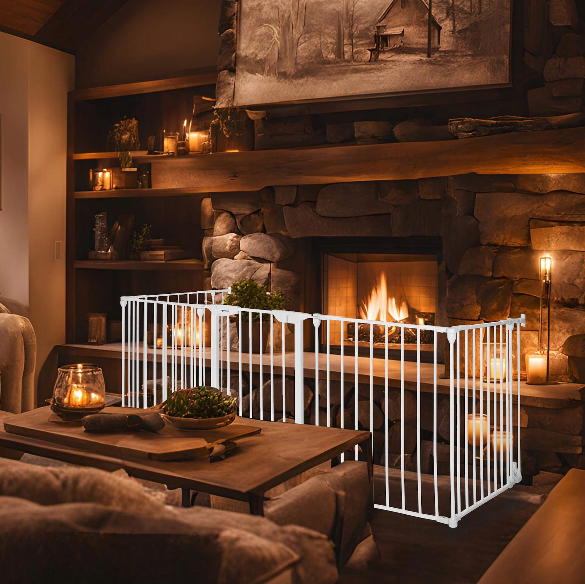 BARIERKA OCHRONNA ZABEZPIECZAJĄCA SCHODY DRZWI KOMINEK BRAMKA 318cm BIAŁA Kolor biały