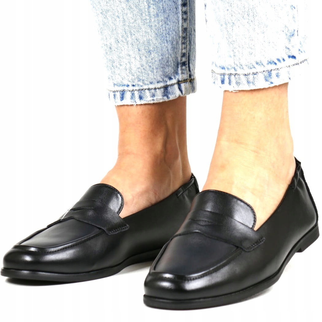 Mokasíny Z Kůže S Gumičkou Na Patě Černé Dámské Polobotky Kožená Top 37