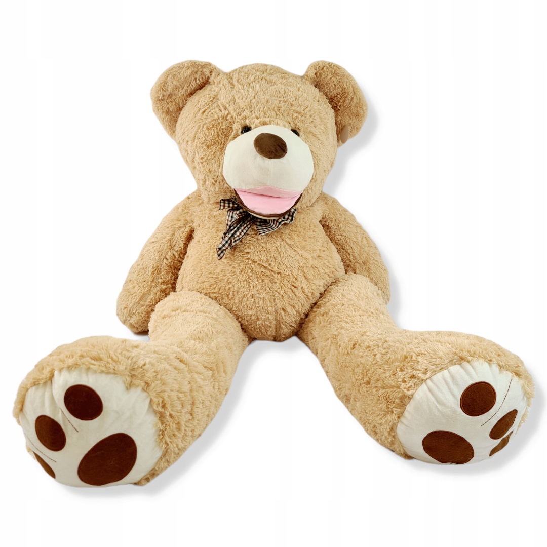 Duży miś gigant przytulanka XXL Teddy z kokardą 160 cm beżowy