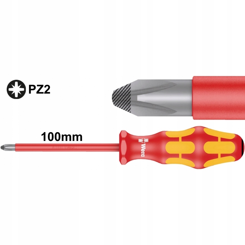 

Wkrętak krzyżowy Wera PZ2x100 Vde 165i izolowany