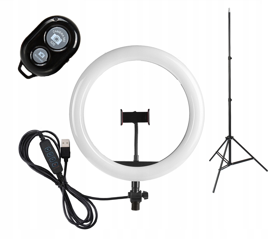 ZESTAW LAMPA PIERŚCIENIOWA LED + STATYW I PILOT