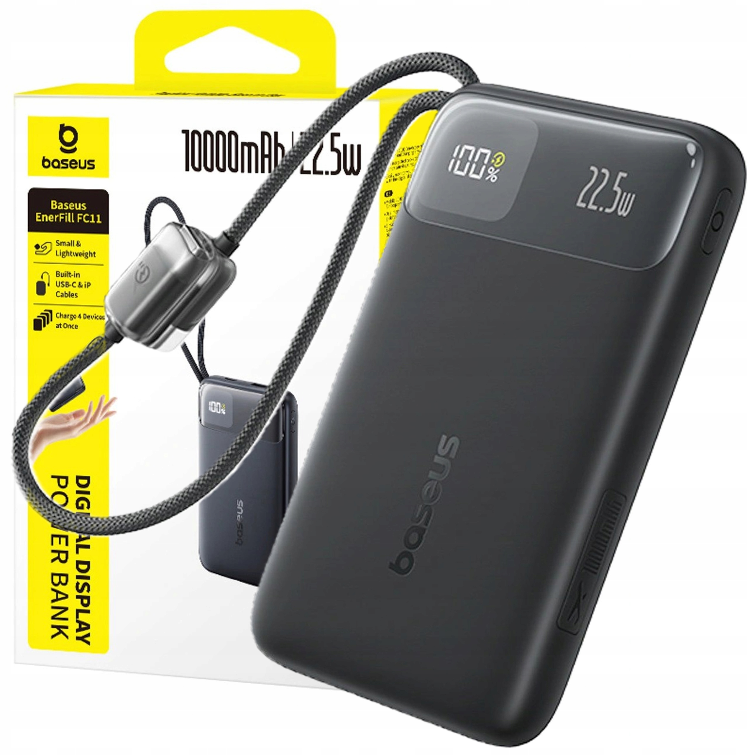 Powerbanka Baseus 10000 mAh 22,5 W s Usb-c kabelem Lightning pro Apple a Android