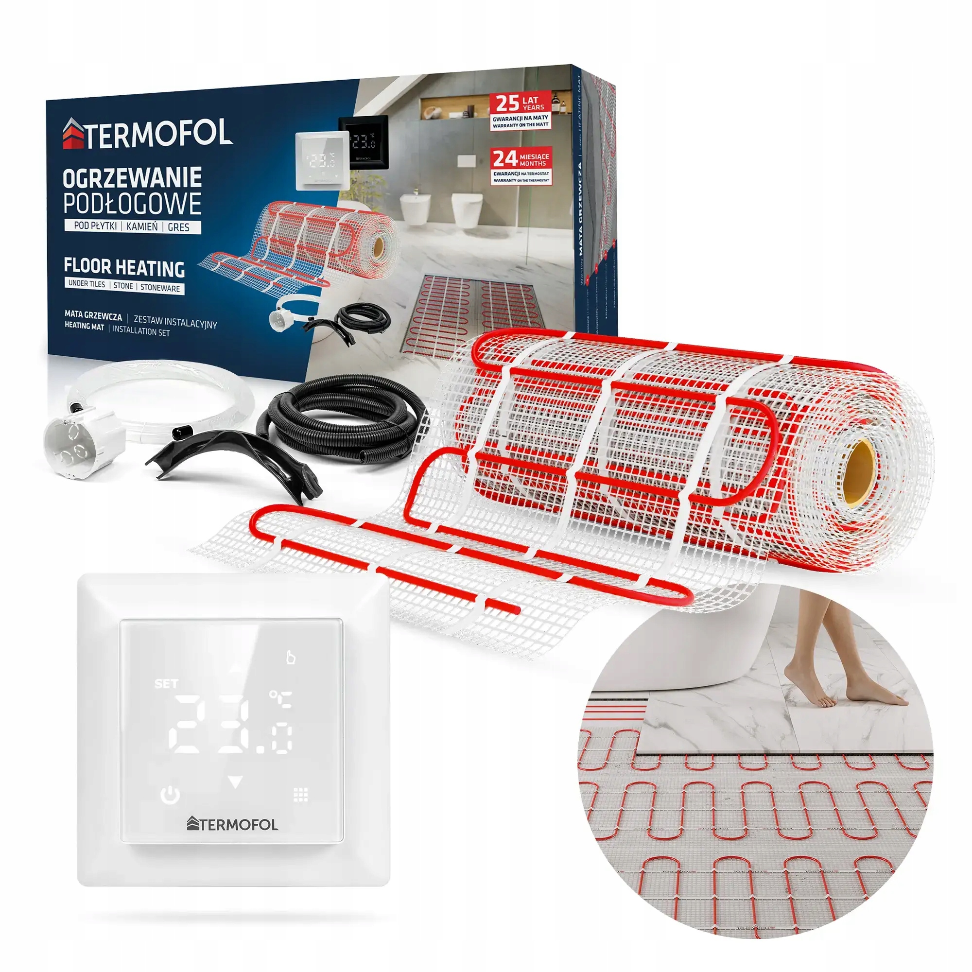 Sada fóliových vykurovacích rohoží pod dlaždice TF-H6 15 m2