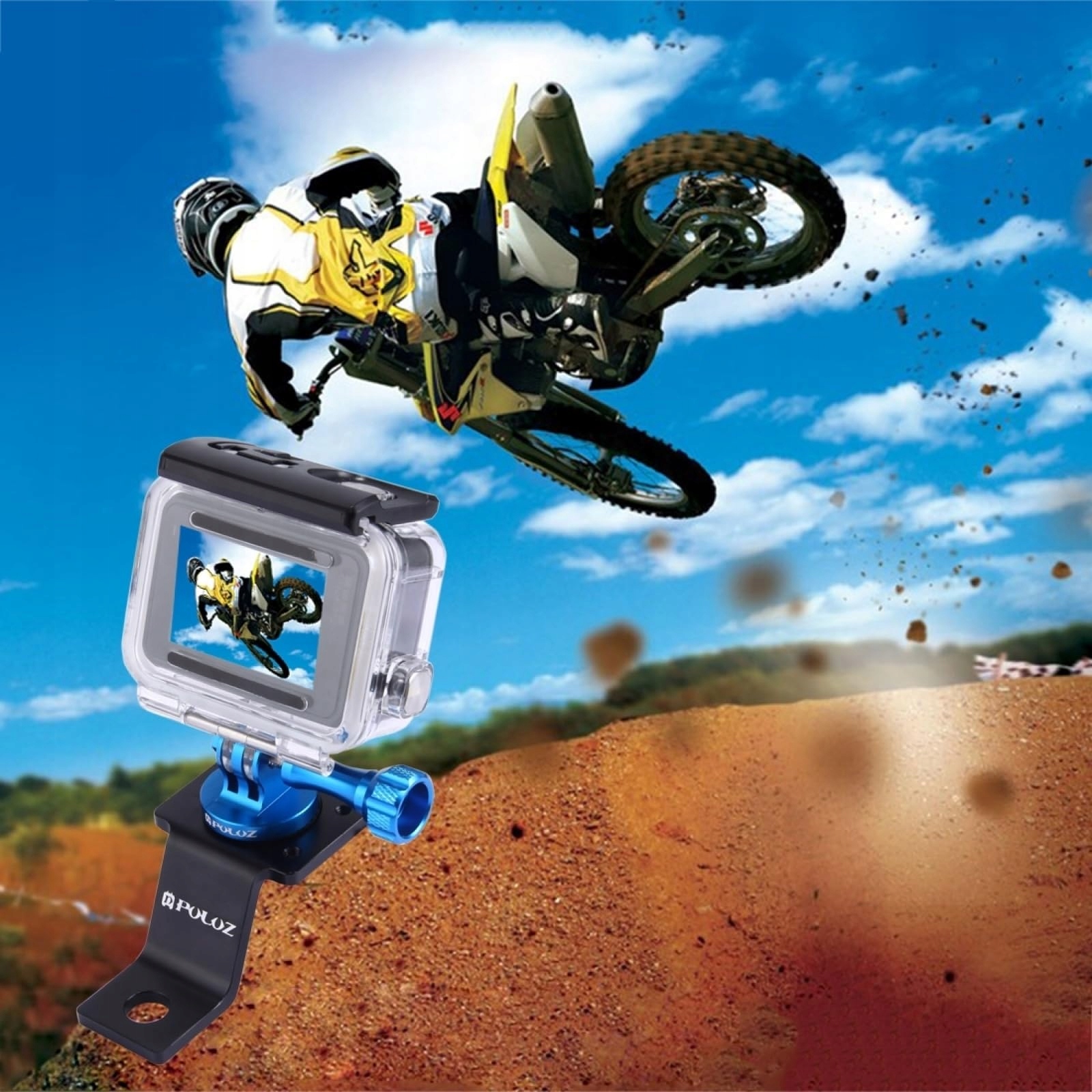 PULUZ Uchwyt Motocyklowy Do Kamer GoPro Hero Insta360 DJI Osmo Action — miniatura 3