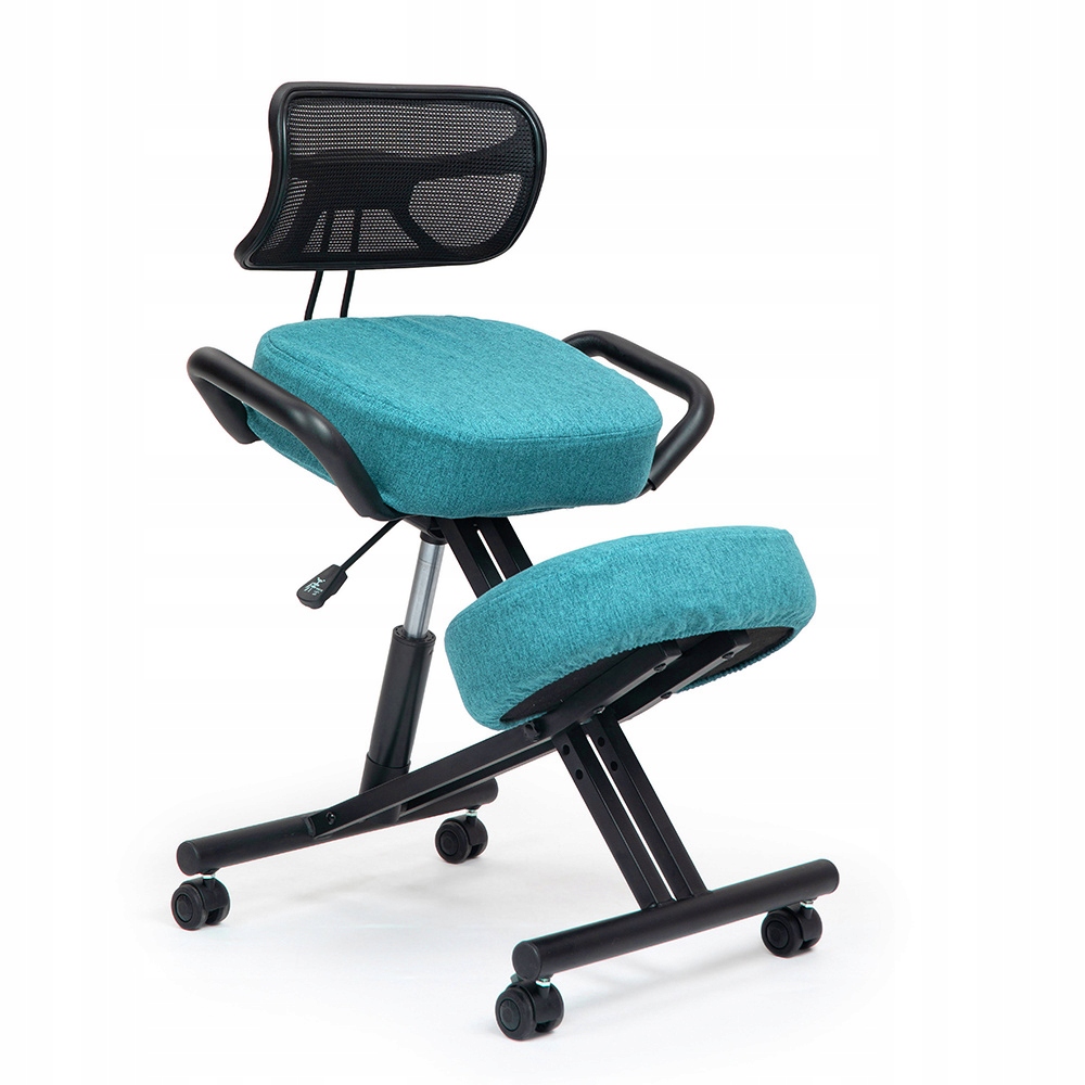 Klękosiad lniany fotel klęcznik ergonomiczny ciemny turkusowy Suguri Kenoko