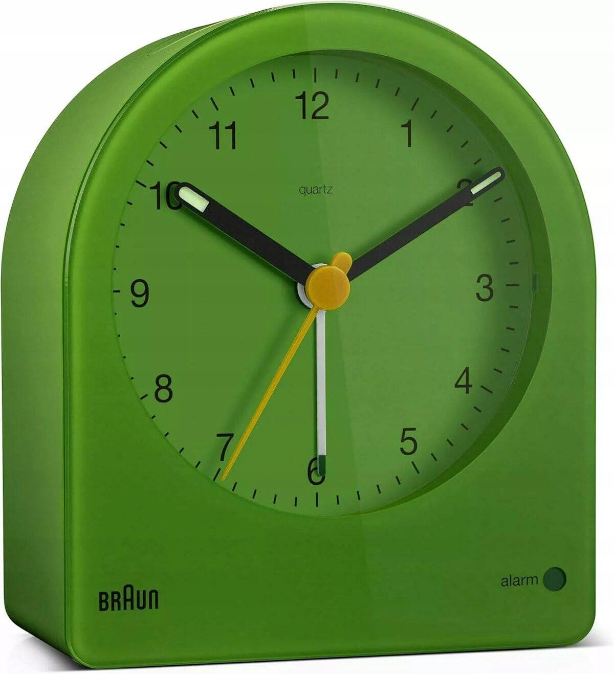 Zelený Ručičkový Budík Braun BC22GN Alarm Zdřímnutí Senzor Světla