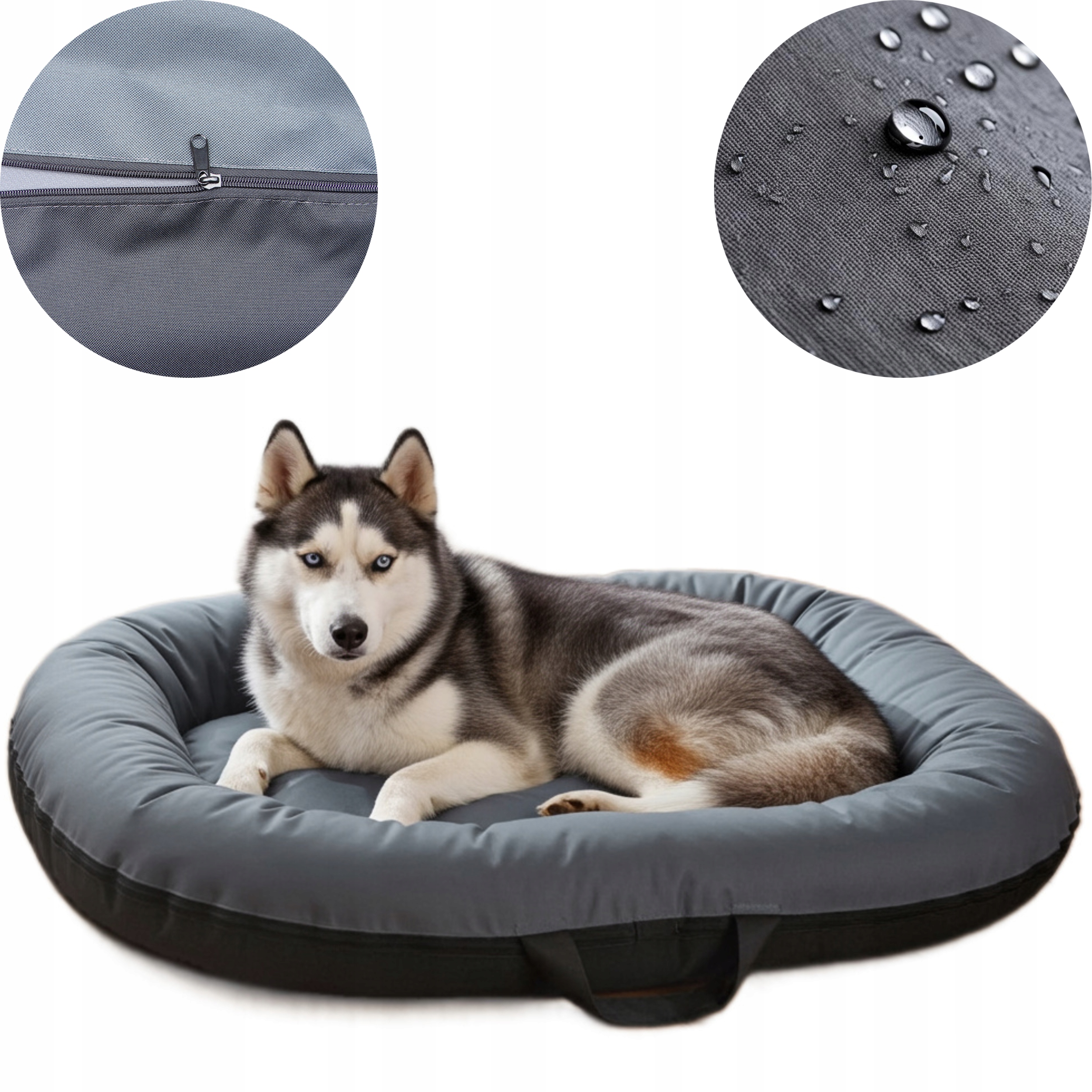 Levně Pelíšek pro středního psa z codury potah se zipem, kotec šedý L 100/70