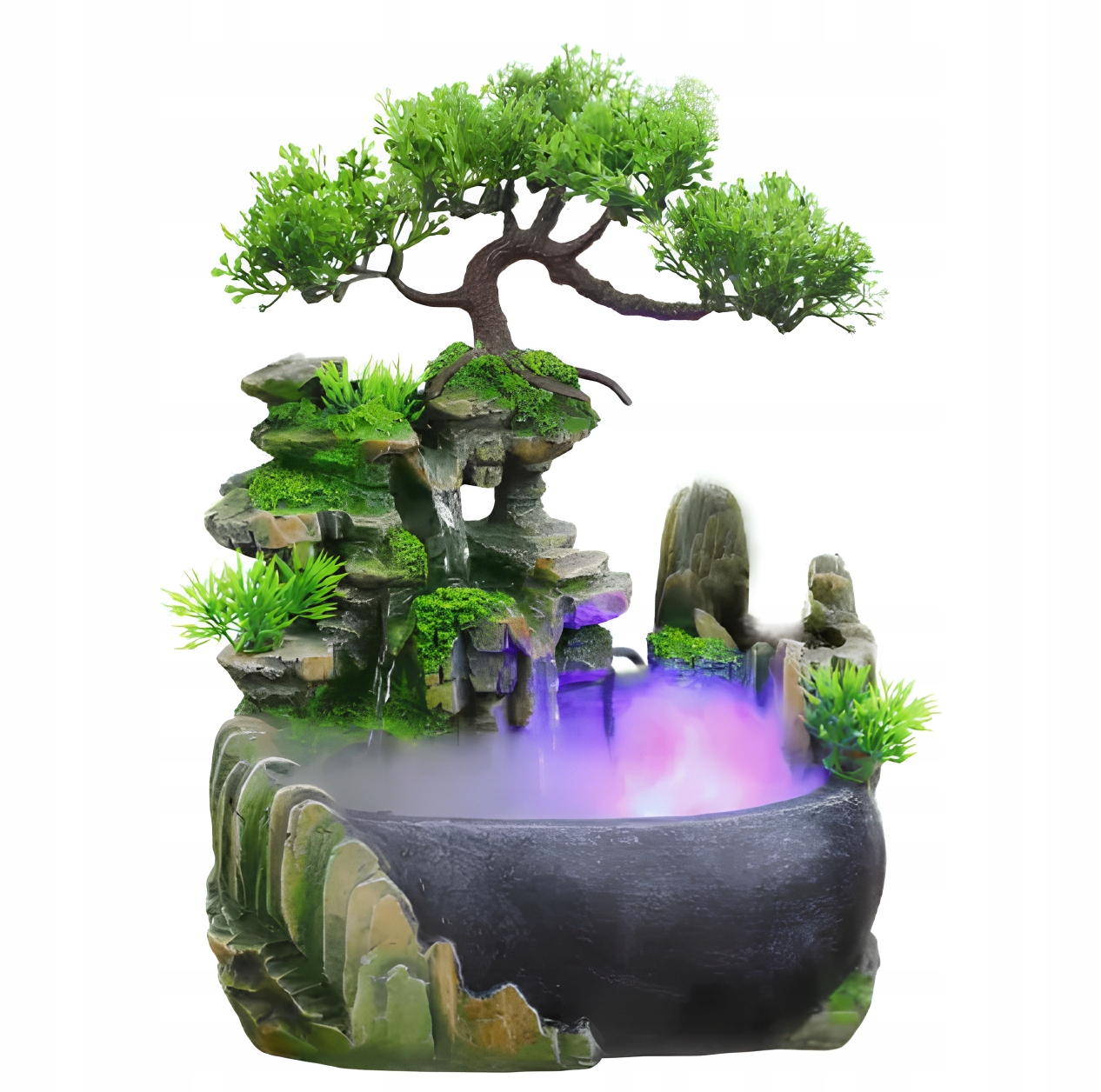 Stolový vodopád Bonsai Feng Shui Resteq s osvetlením a hmlou