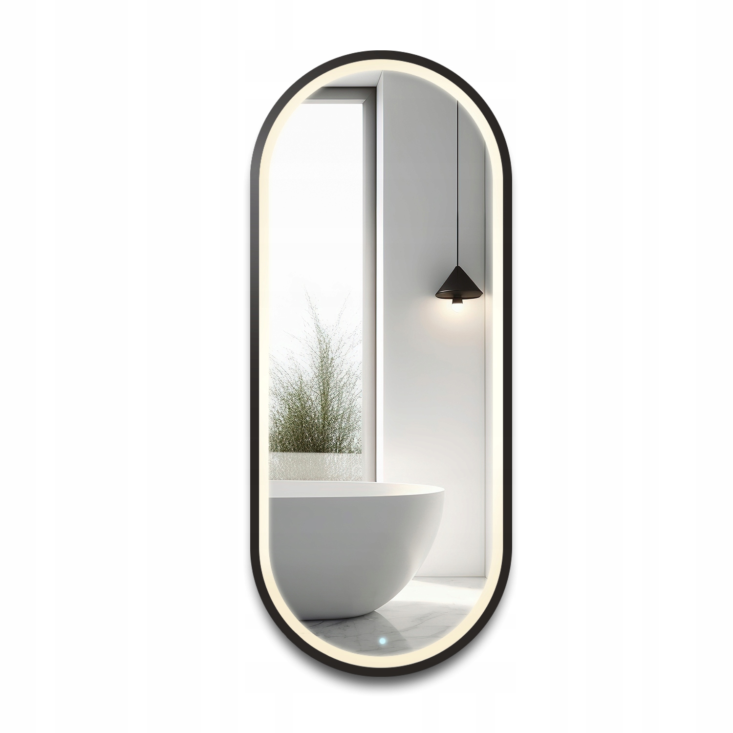 Zrcadlo Oskar v černém rámu Mdf pískované s Led podsvícením II 53x123