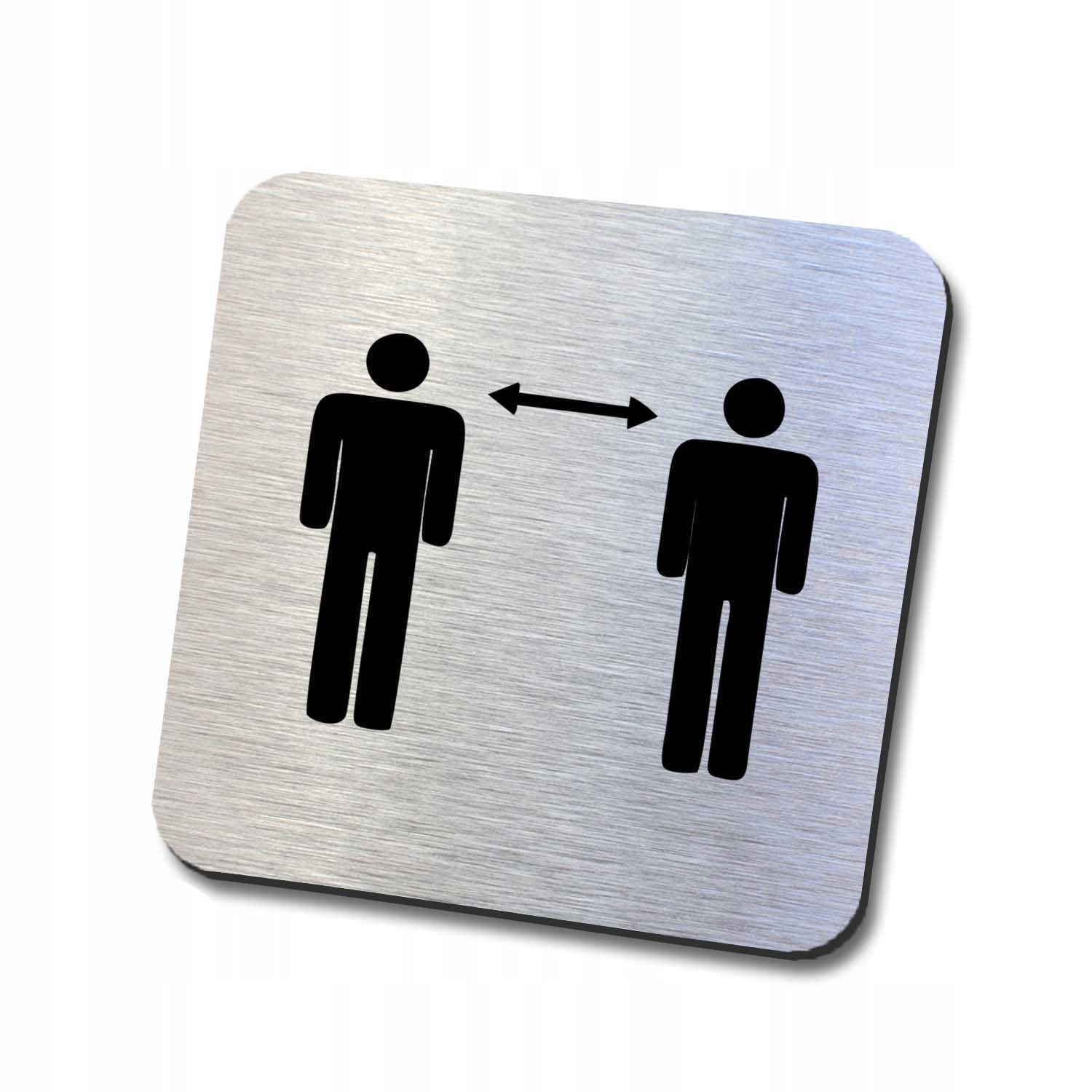 Srebrna tabliczka informacyjna zachowaj dystans 4