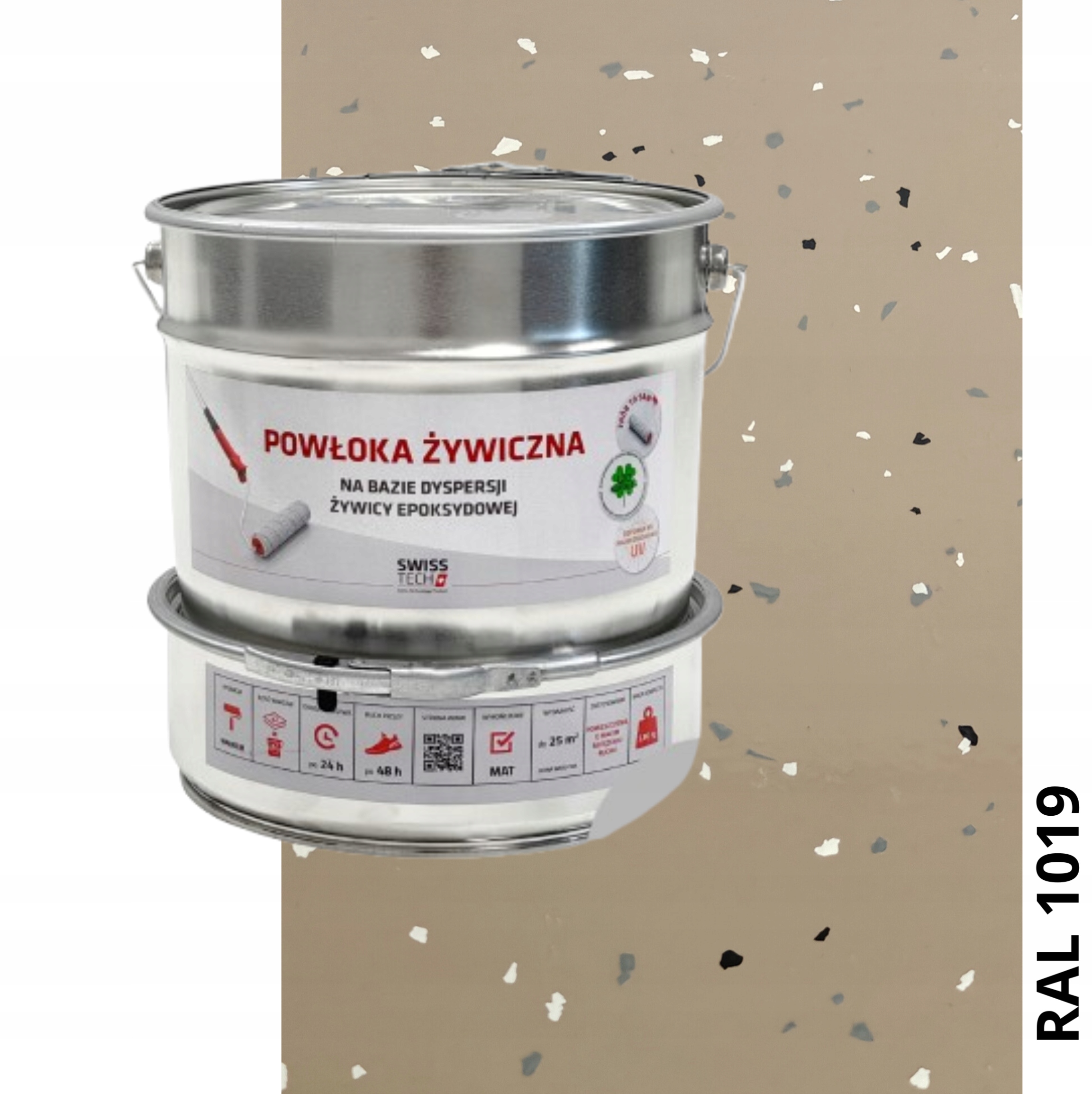 Powłoka Żywiczna SwissTech na beton 25m2 garaż, taras, balkon 3,8kg RAL1019