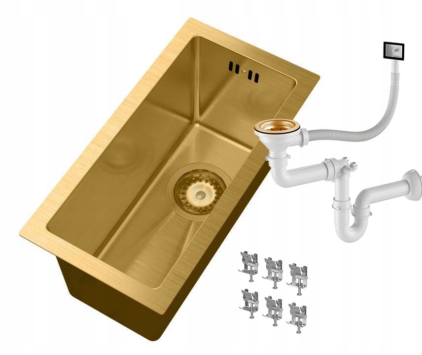 Úzky Oceľový Drez Pod Dosku, Obdĺžnikový, Slim Zlatý, BARI22 Zlatý