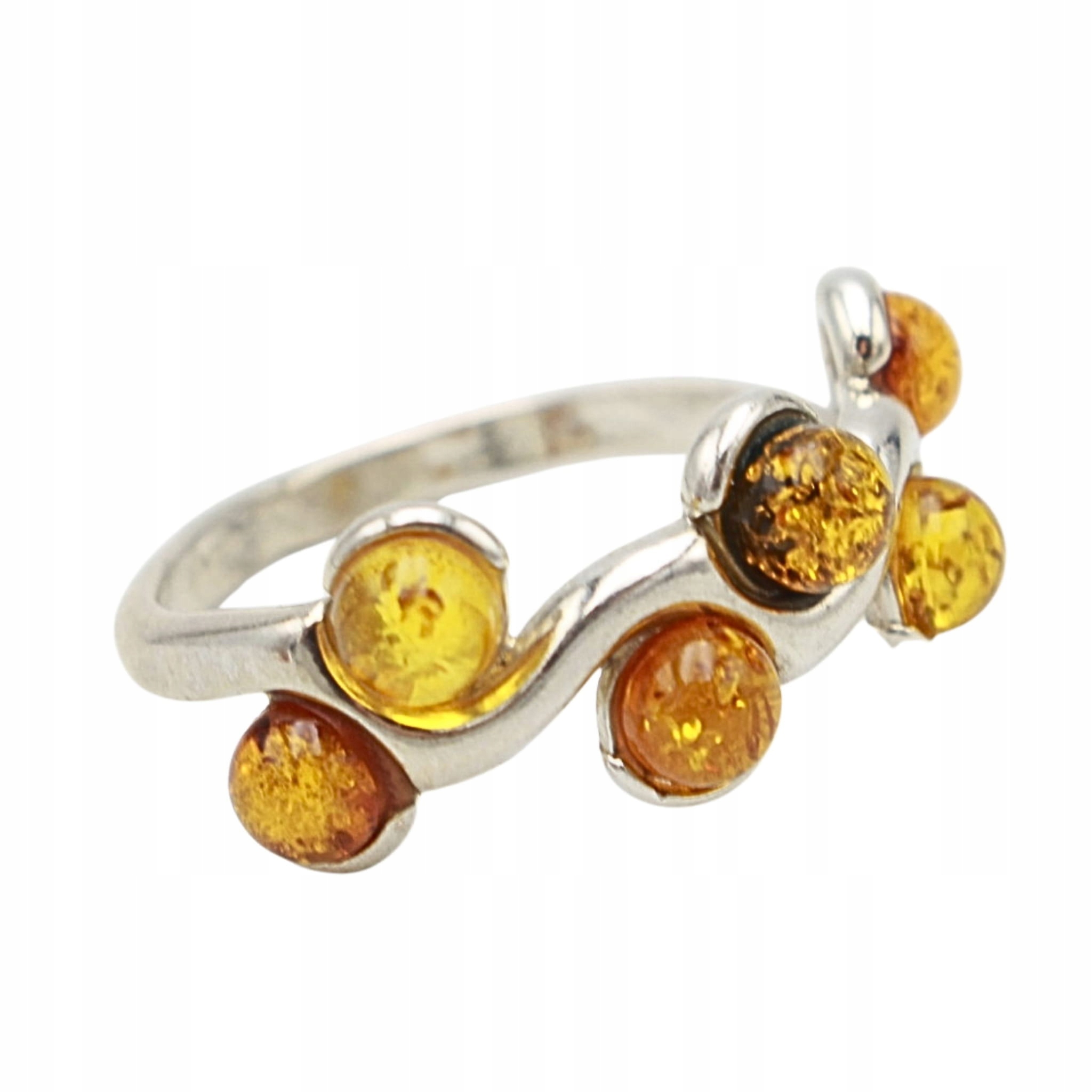 Stříbrný Prstýnek s jantarem Jantar stříbro 925 vel.