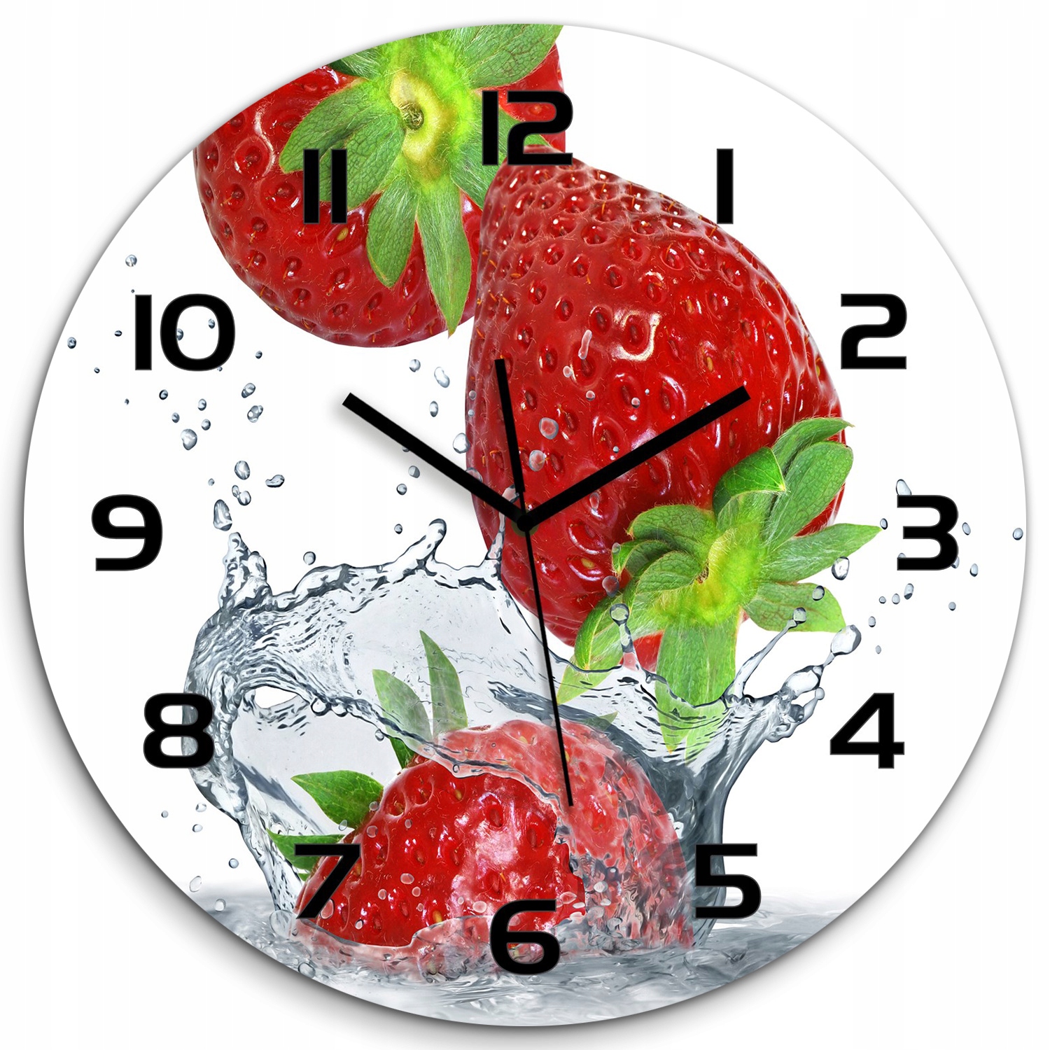 

Duży szklany zegar ścienny Truskawki i woda fi 60