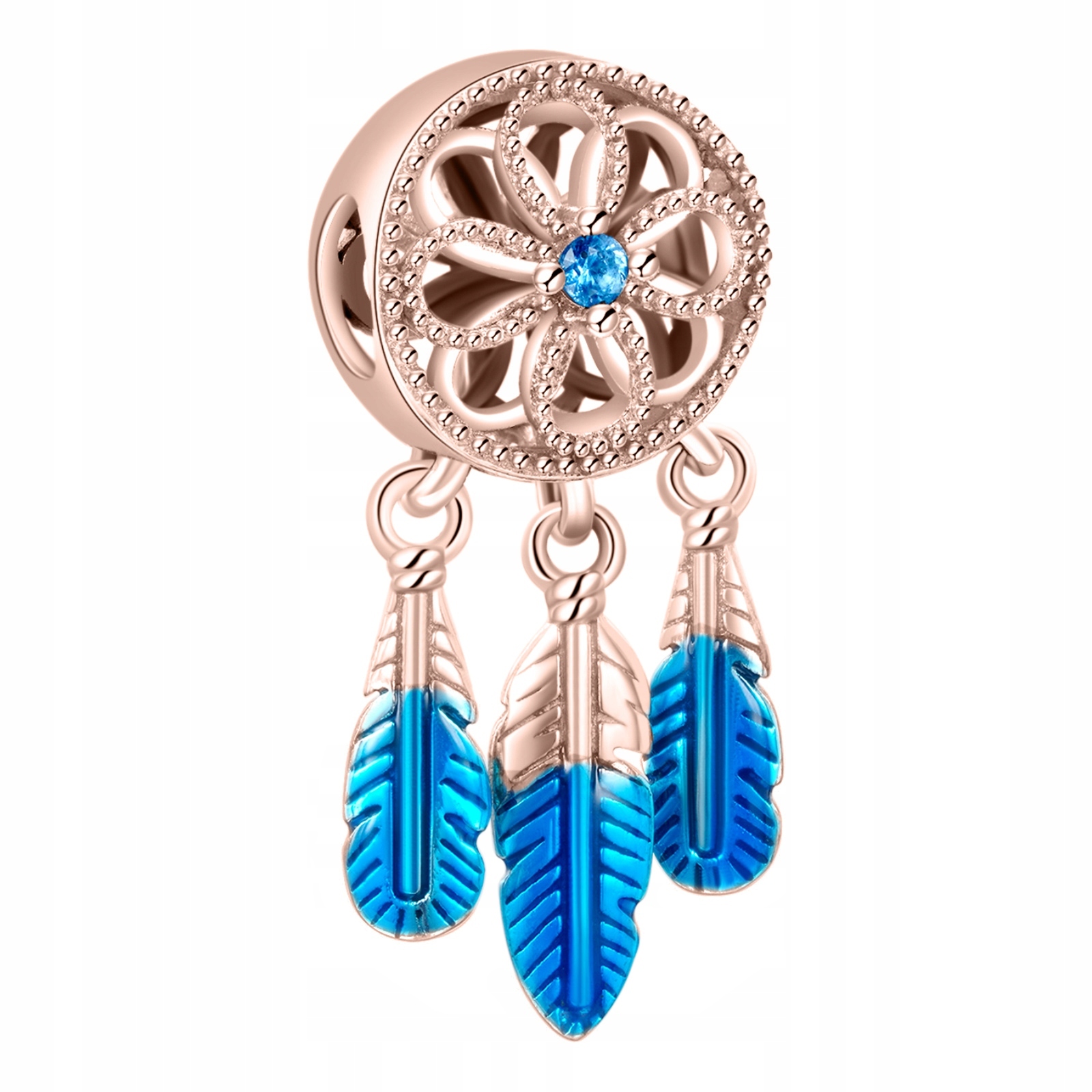 Charms Pozlacený Modrý Lapač Snů s zirkony Křišťály Stříbro 925