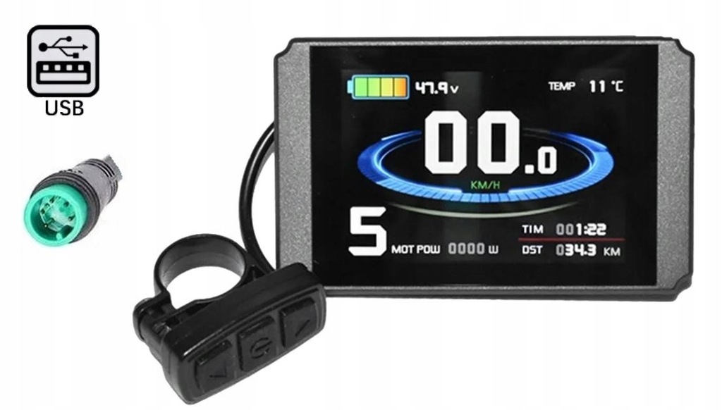 WYŚWIETLACZ KT-LCD8HU Z WYJŚCIEM NA USB DO KT - RAPID/BOLT/MXUS E-BIKE