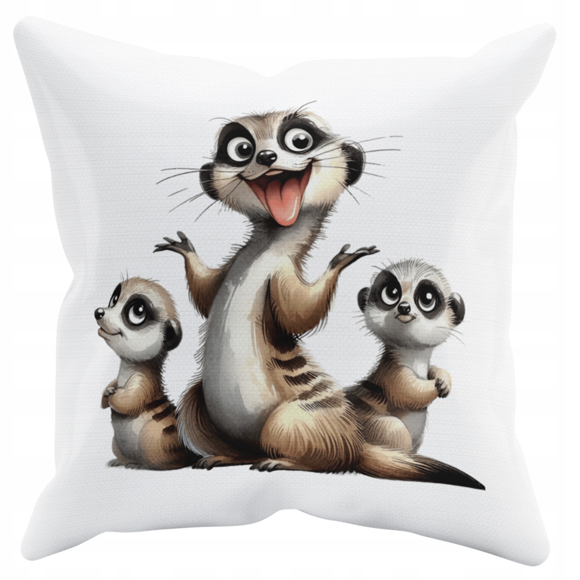 POSZEWKA NA PODUSZKĘ JAŚKA DO PRZEDSZKOLA SURYKATKI + IMIĘ GRATIS Kolor dominujący biel