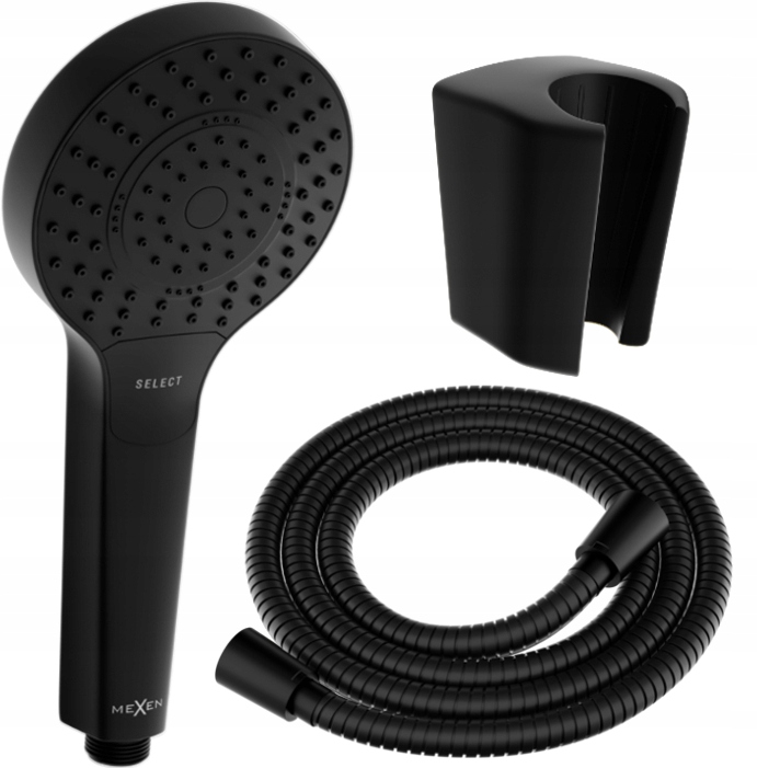 MEXEN ZESTAW PRYSZNICOWY SŁUCHAWKA R-05 WĄŻ CZARNY