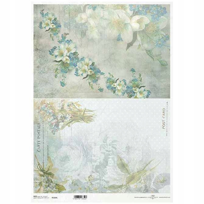 Papier Ryżowy do decoupage A3 ITD-1024L kwiaty, niezapominajki