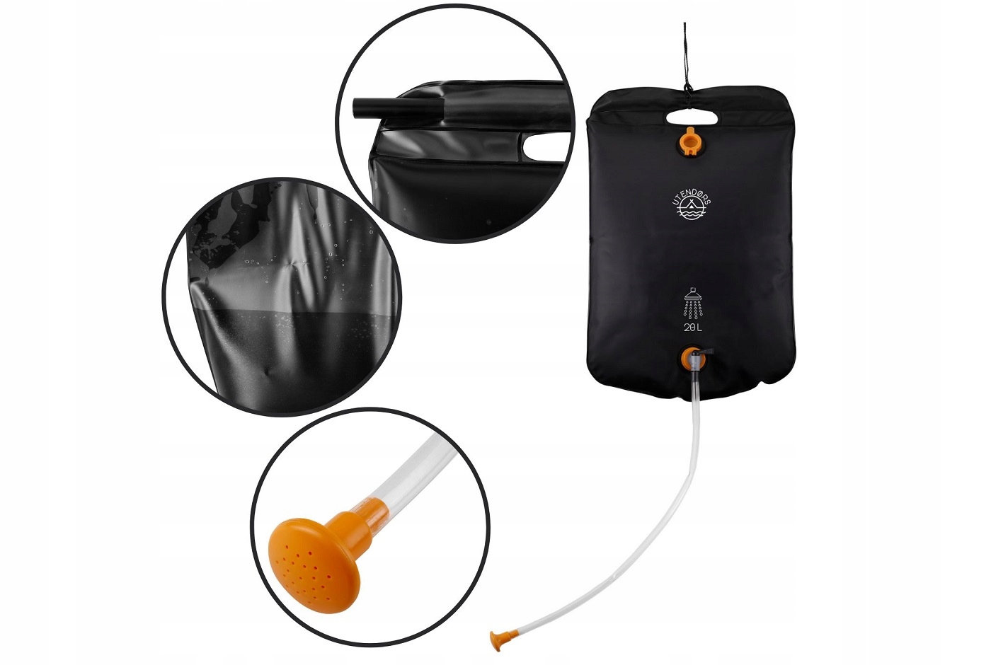 Prysznic Solarny Turystyczny Kempingowy 20l Szerokość produktu 43 cm