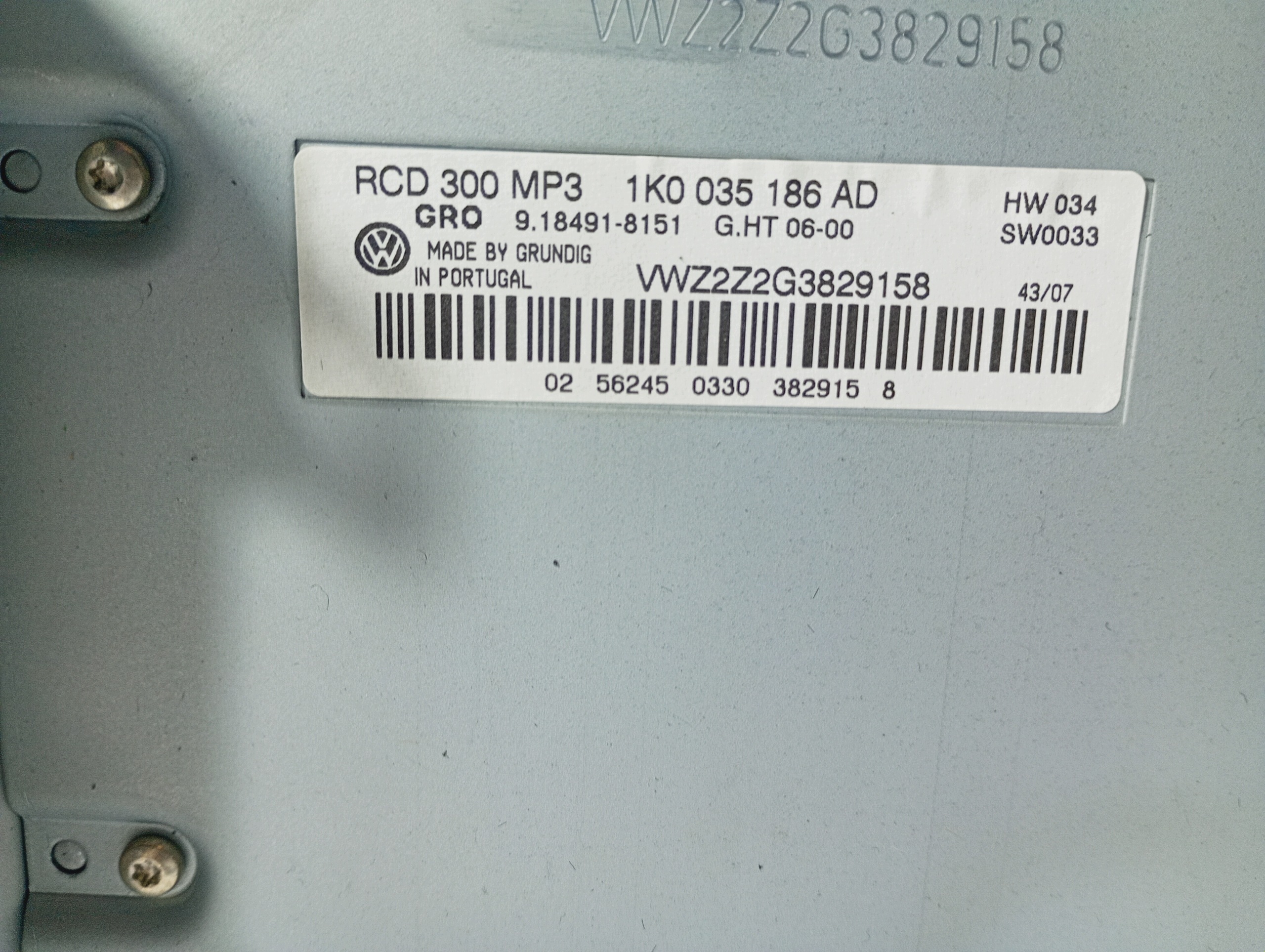 Radio original CD missing code OE 1K0035186AD VW Passat B6 05-10